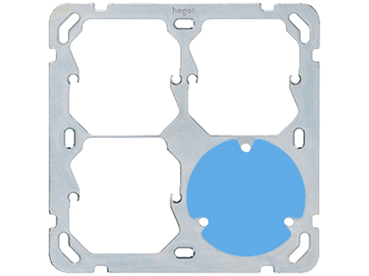 Befestigungsplatte Hager Gr.2×2 3×52 + 1×3P 137×137 mm alu