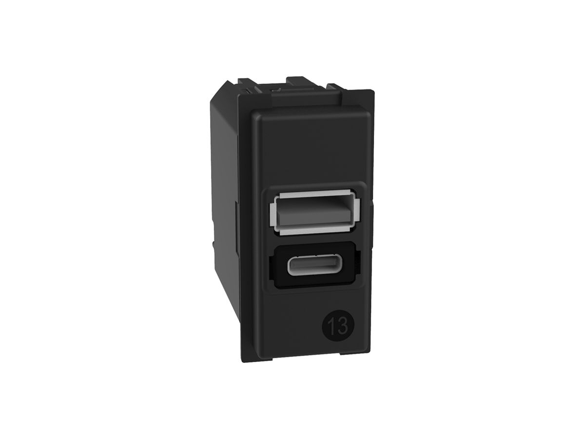 EB-USB-Ladesteckdose Legrand Living Now 1 Modul 1×USB-A 1×USB-C 3000mA 5V sz