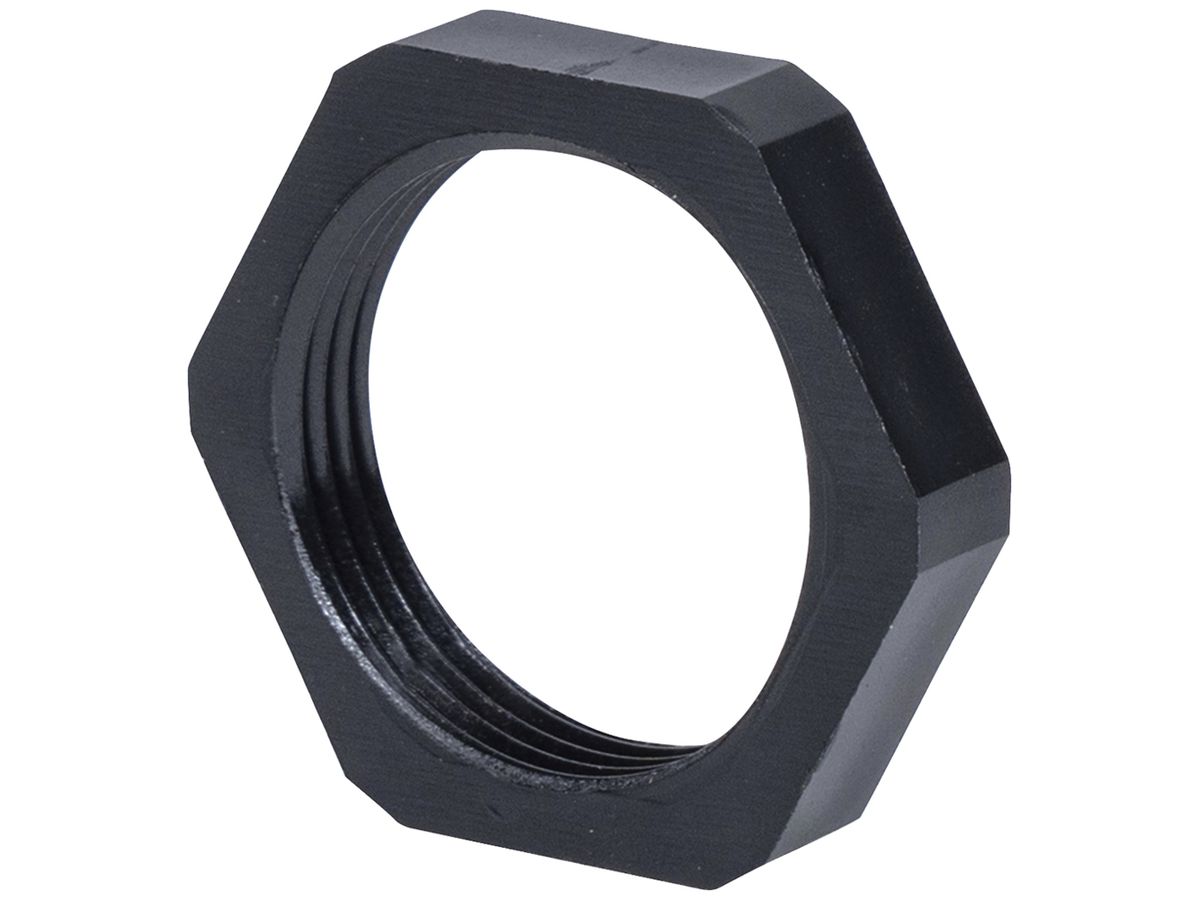 Gegenmutter Plica PA M32×1.5 sechskant, schwarz