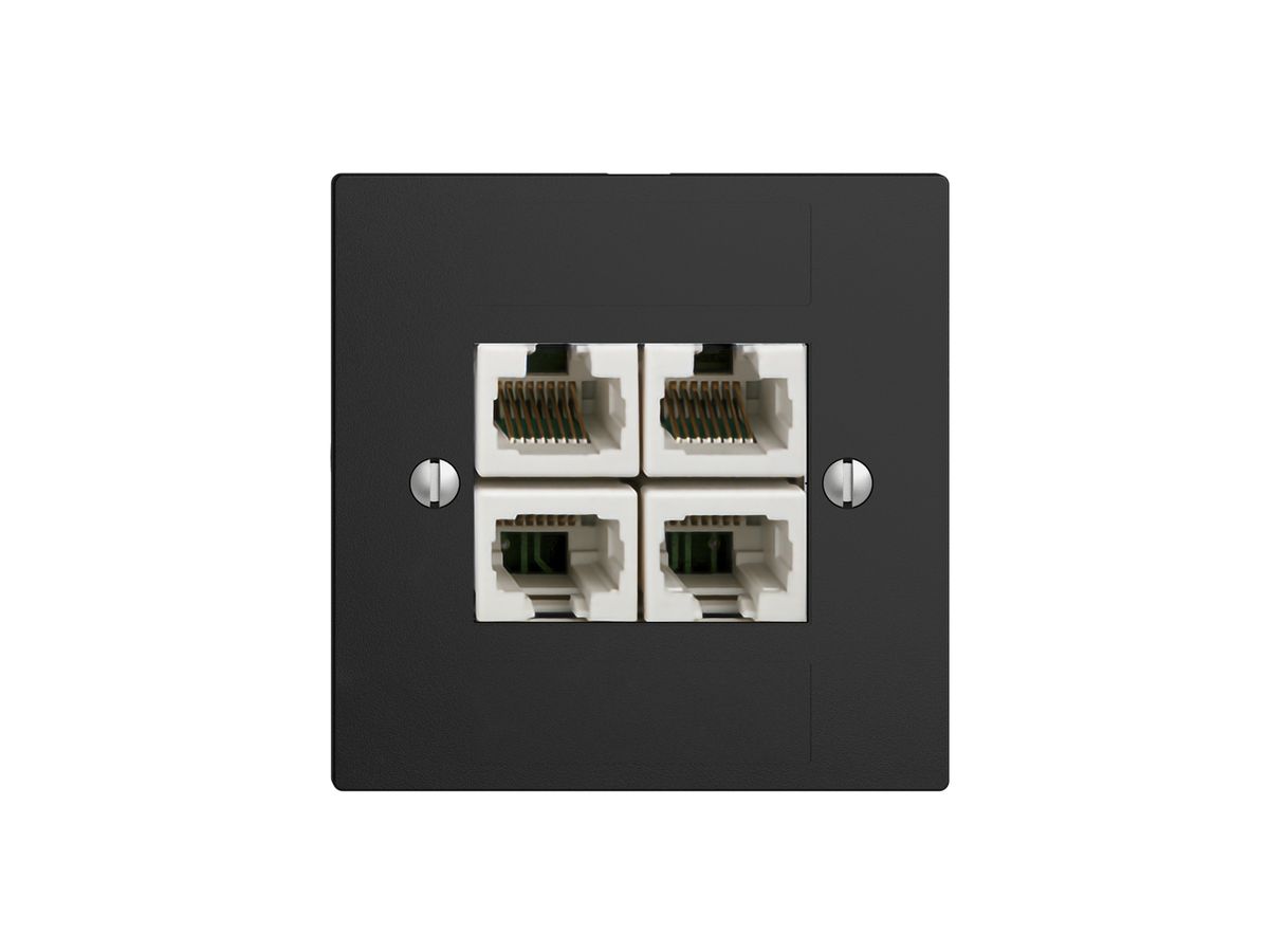 UP-Dose 4×RJ45/u 4P getr. EDIZIOdue schwarz ITplus