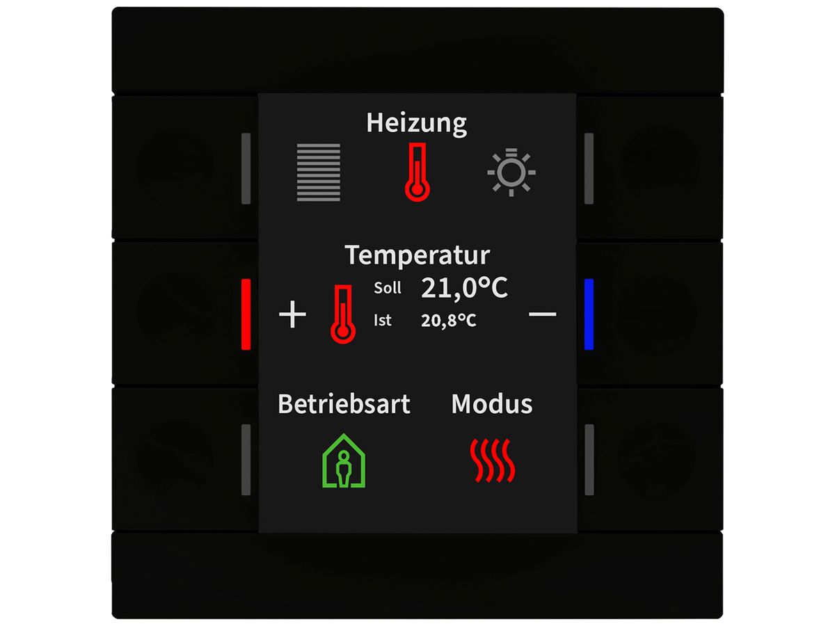 EB-Bediengerät KNX MDT BE-TAS86T06.02 6T/6B Display Temp.schwarz matt