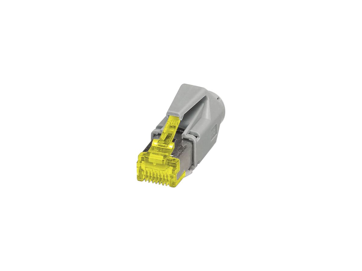 Feldstecker Phoenix Contact CUC, RJ45/s Kat.6A AWG24…27, gerade, grau/gelb