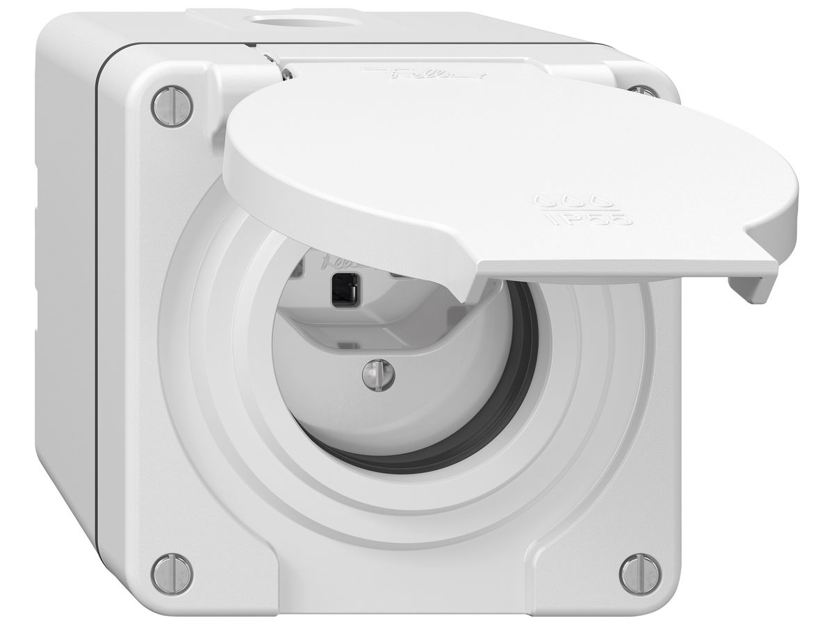 AP-Steckdose NEVO SNAPFIX® 1×T23 16A 250V 87×87×68mm IP55 ws