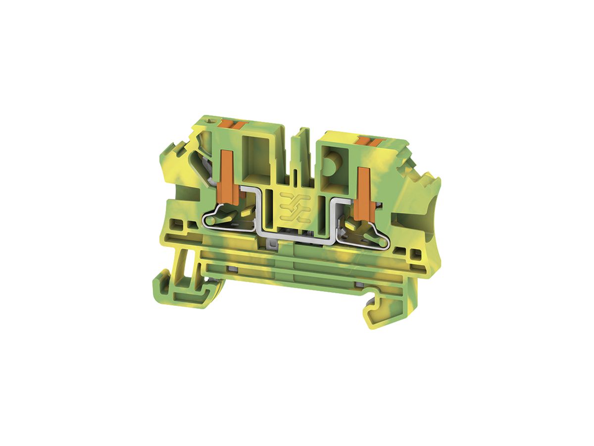 Durchgangs-Reihenklemme WM AL2C 4 PE 4mm² PUSH IN 2×1 TH35 grün/gelb