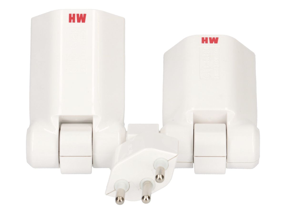 Mehrfachstecker MAX HAURI Clip-Clap 2×T13 weiss mit Kinderschutz