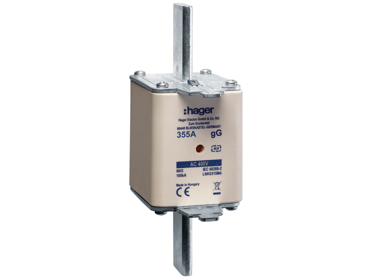 NH-Sicherung Hager DIN3 400VAC 355A gG/gL Doppelkennmelder rostgeschützt