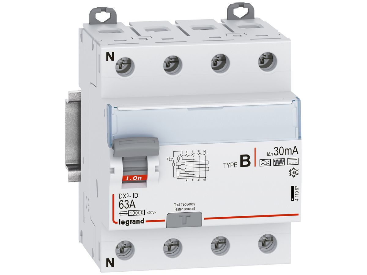 FI-Schutzschalter Legrand DX3, 4P 63A 30mA Typ B 10kA