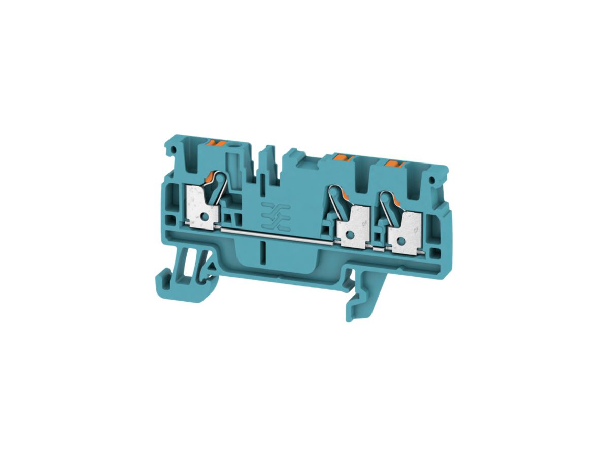 Durchgangs-Reihenklemme Weidmüller A3C PUSH IN 2.5mm² 3 Anschlüsse TS35 blau