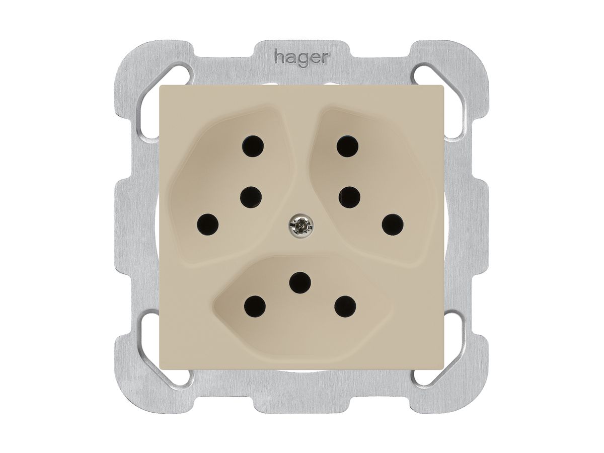 UP-Steckdose kallysto 3×T13 beige mit Befestigungsplatte