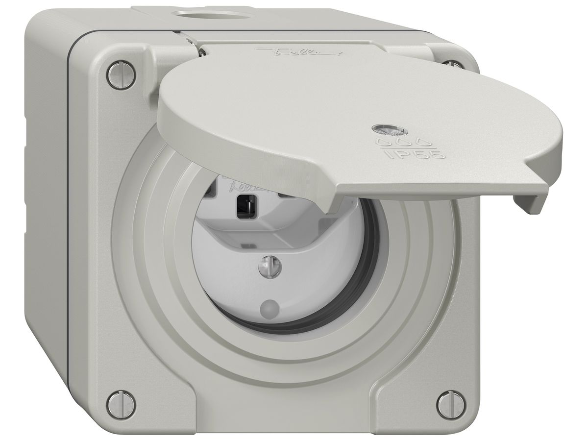 AP-Steckdose NEVO SNAPFIX® 1×T23 16A 250V beleuchtet 87×87×81mm IP55 lgu