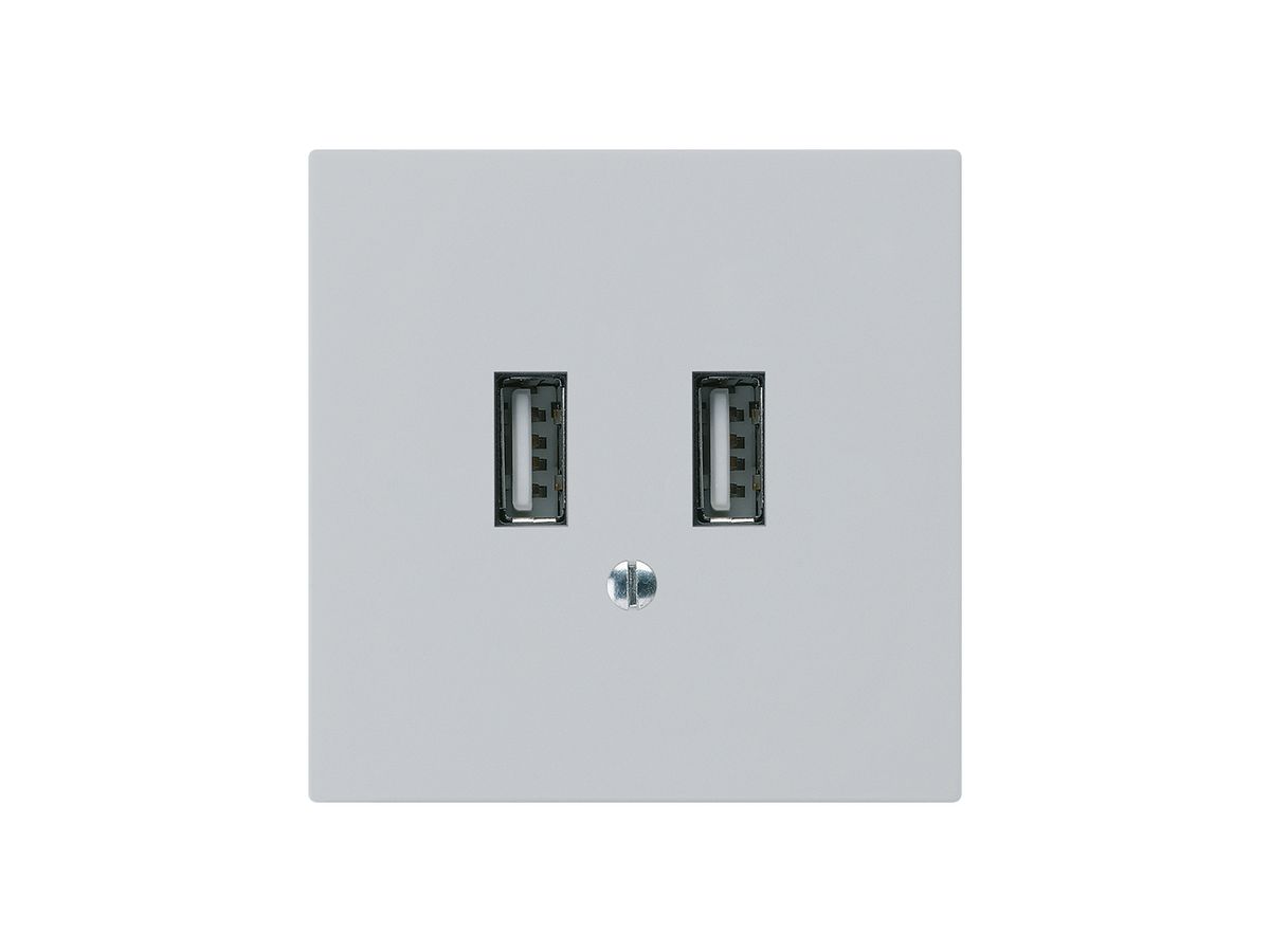 UP-USB-Ladesteckdose Hager kallysto A 240V 2400mA hellgrau