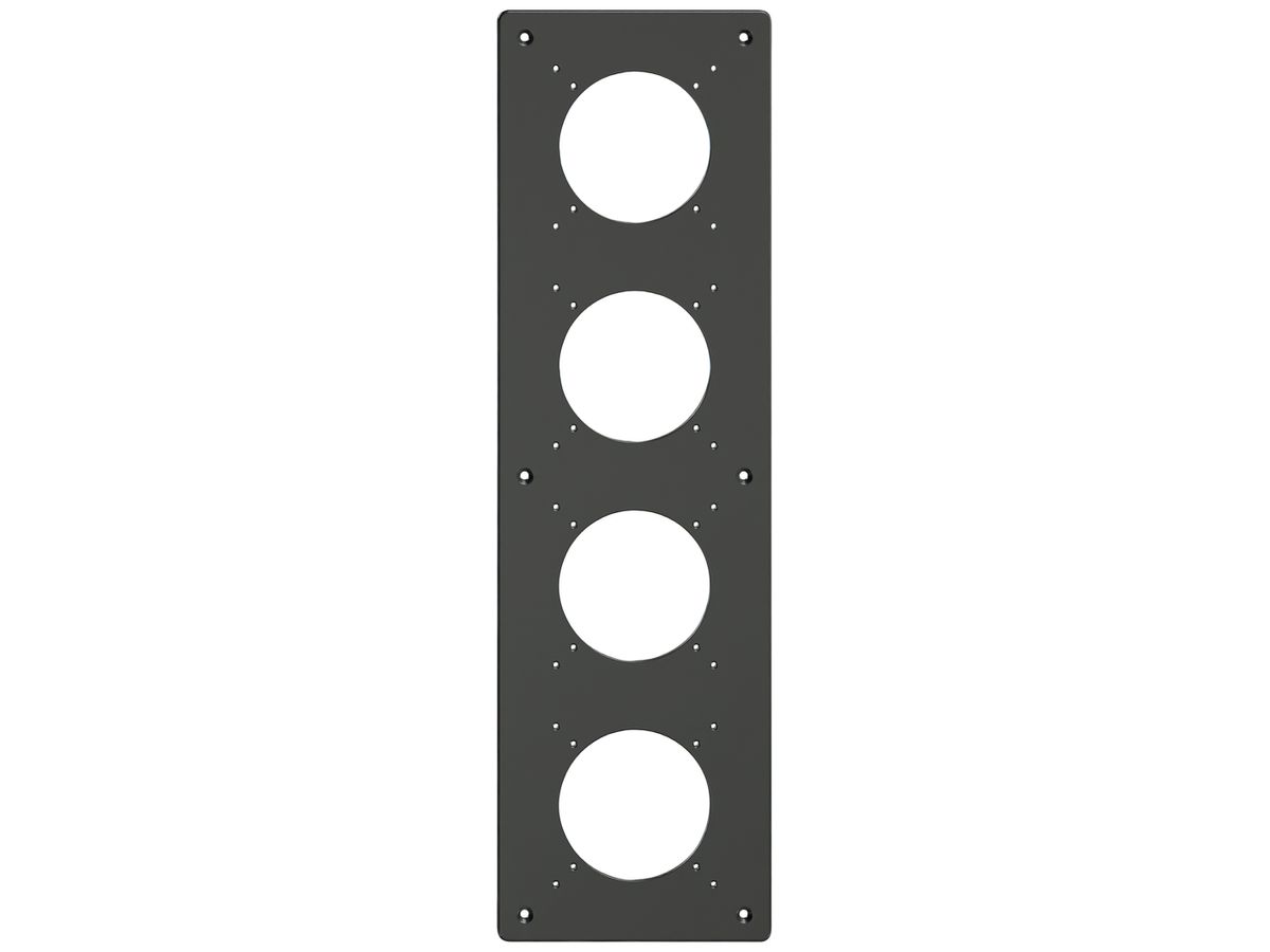 Montageplatte Feller NEVO SNAPFIX® 4×1 Ø69mm 125×425mm schwarz