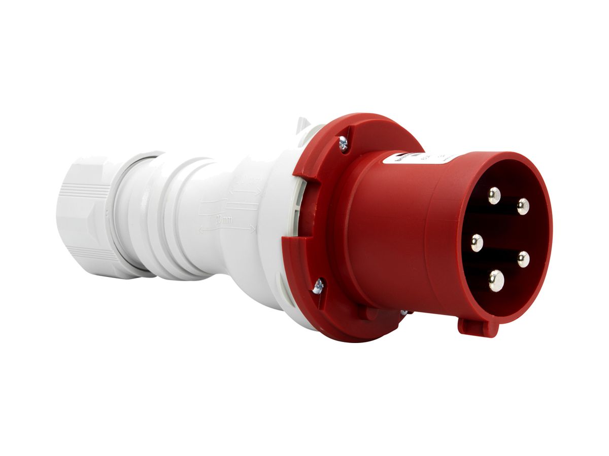 Stecker Brennenstuhl CEE 63A 3L+N+PE 400V 6h rot Ø101×270mm IP44