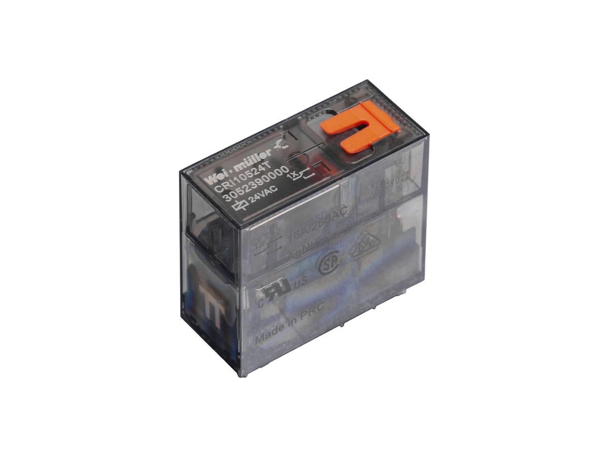 Relais WM CRI10730T 1CO AgNi 184…253VAC 16A/250VAC Prüftaste
