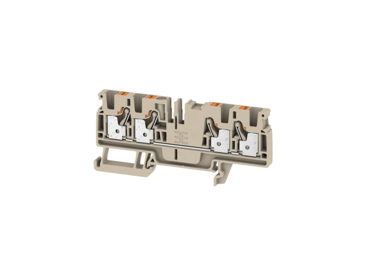 Durchgangs-Reihenklemme Weidmüller A4C PUSH IN 4mm² 4 Anschlüsse TS35 beige