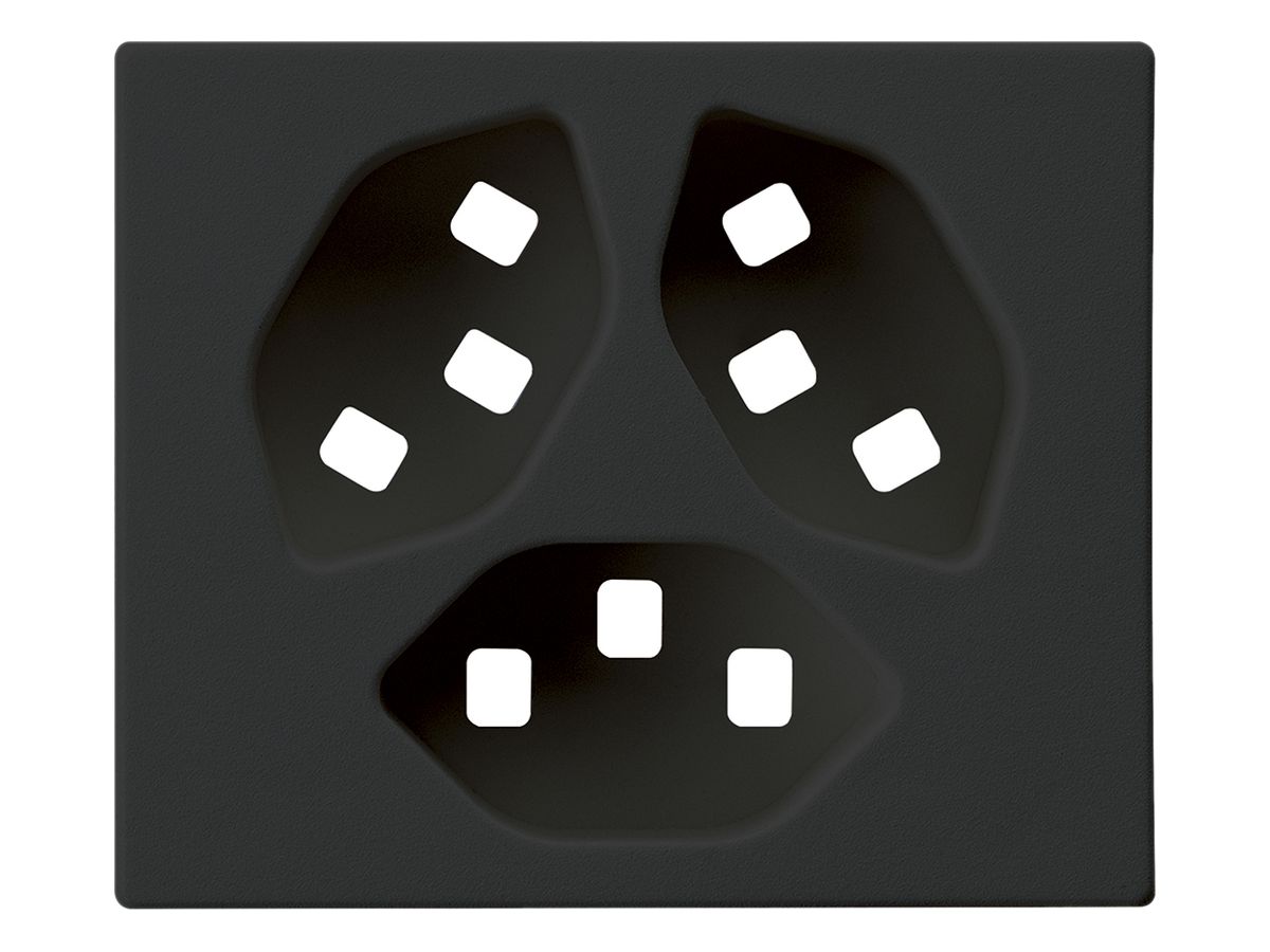 Frontplatte zu FLF-Steckdose Hager 3×Typ 23 Z schwarz