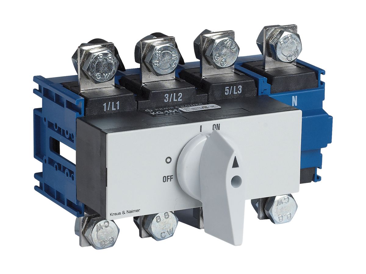EB-Lasttrennschalter für DIN 4P, 125A, Front: 0-1, grau, 112×45mm, Griff grau
