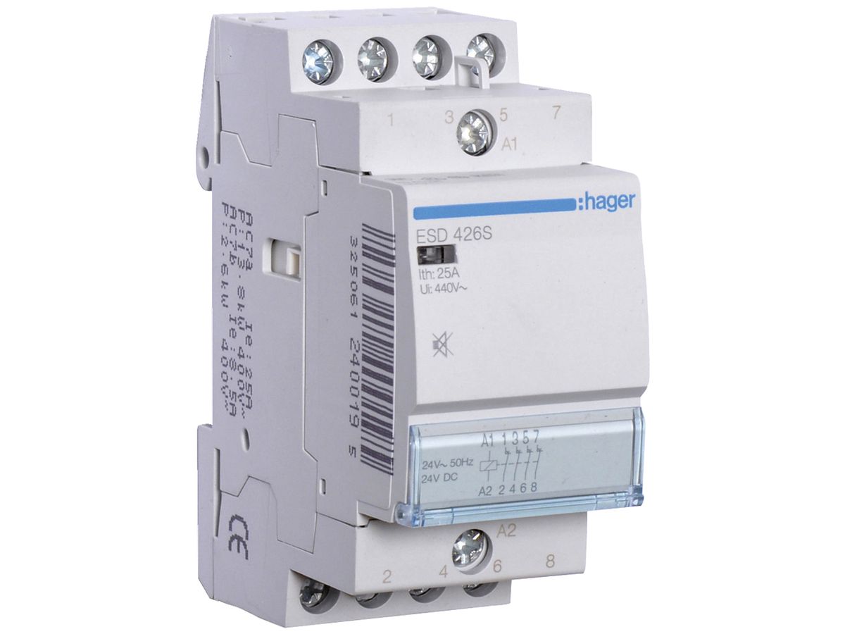 REG-Schütz Hager ESD 24VAC 4 Öffner 25A brummfrei 2TE