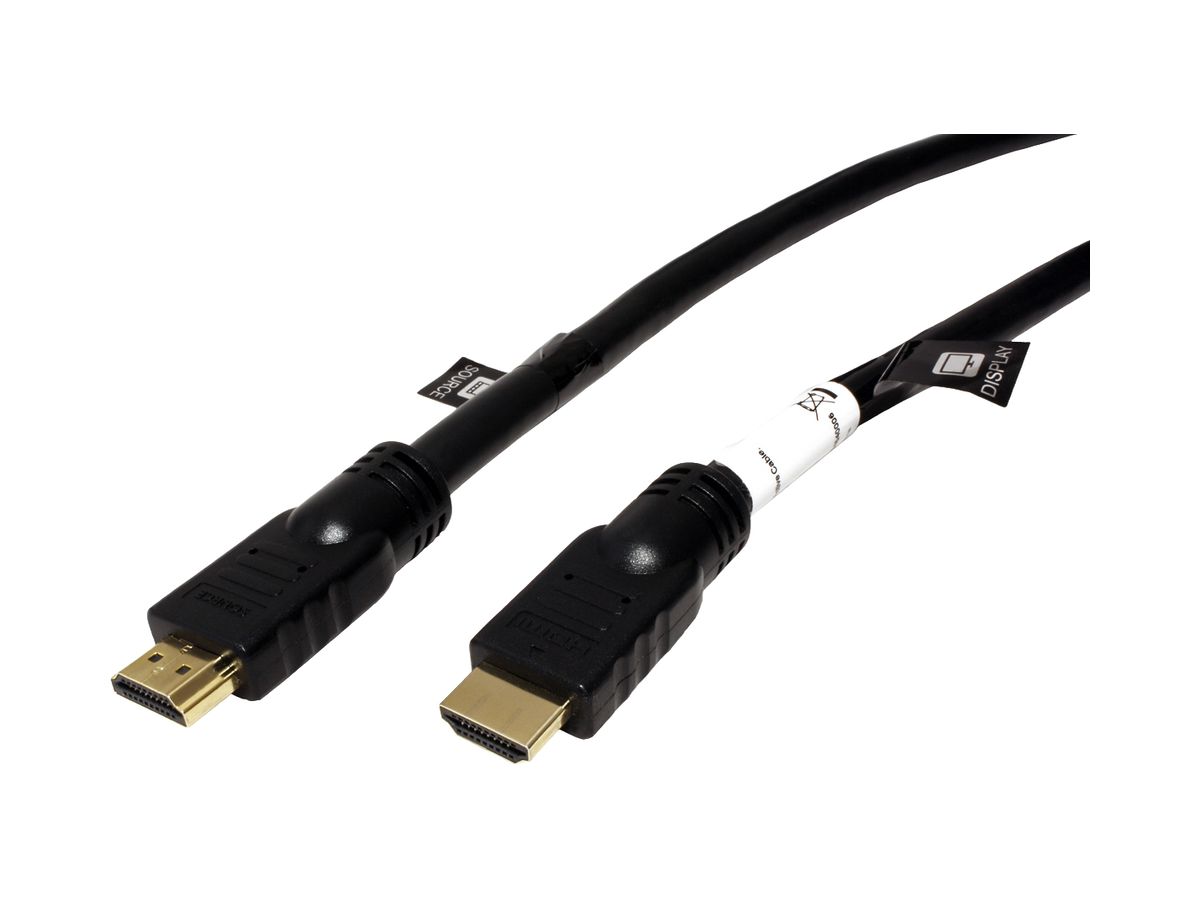 HDMI-Repeater-Kabel ROLINE 4K@60Hz (HDMI 2.0) aktiv HDR 3D schwarz 15m