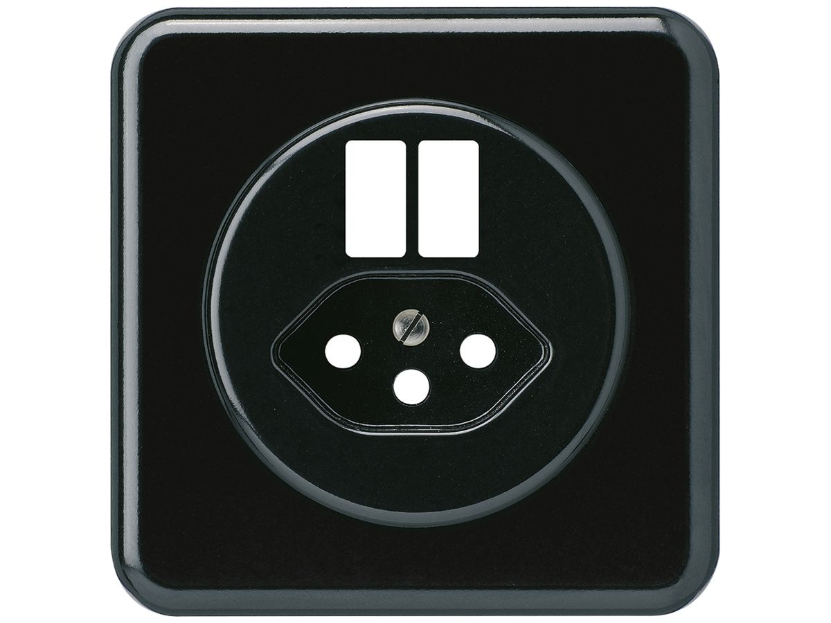 UP-Frontset basico G f.Steckdose 2×USB & Typ 13 schwarz