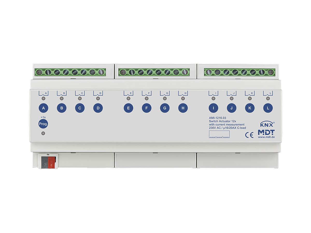 REG-Schaltaktor KNX MDT AMI-1216.03 12-Kan 16A 230VAC 12TE