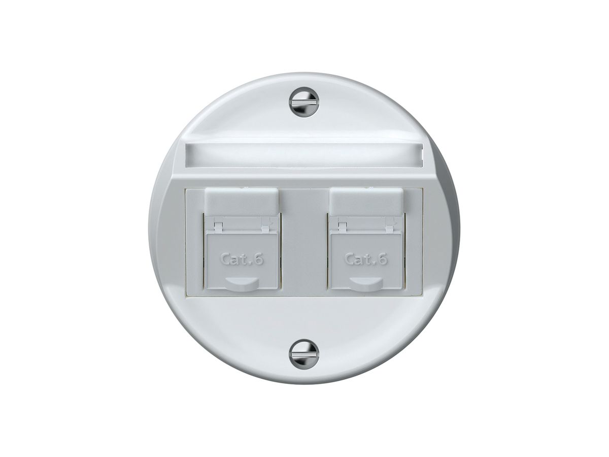 Anschlussdose origin 2×RJ45 8(8) Kat.6 schräg 60×60mm weiss