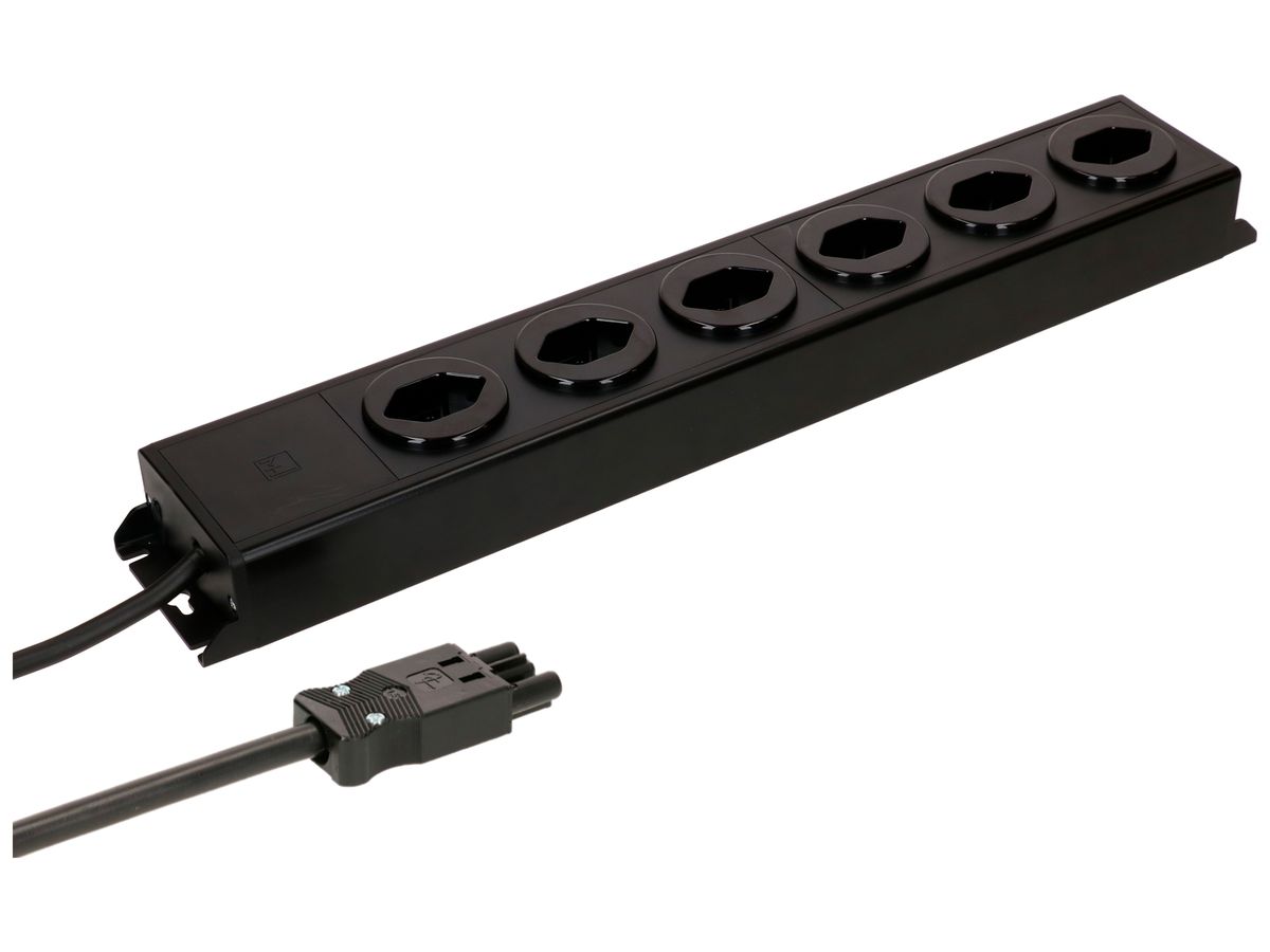 Steckdosenleiste MH POWER LINE 10A 6×T13 3m schwarz