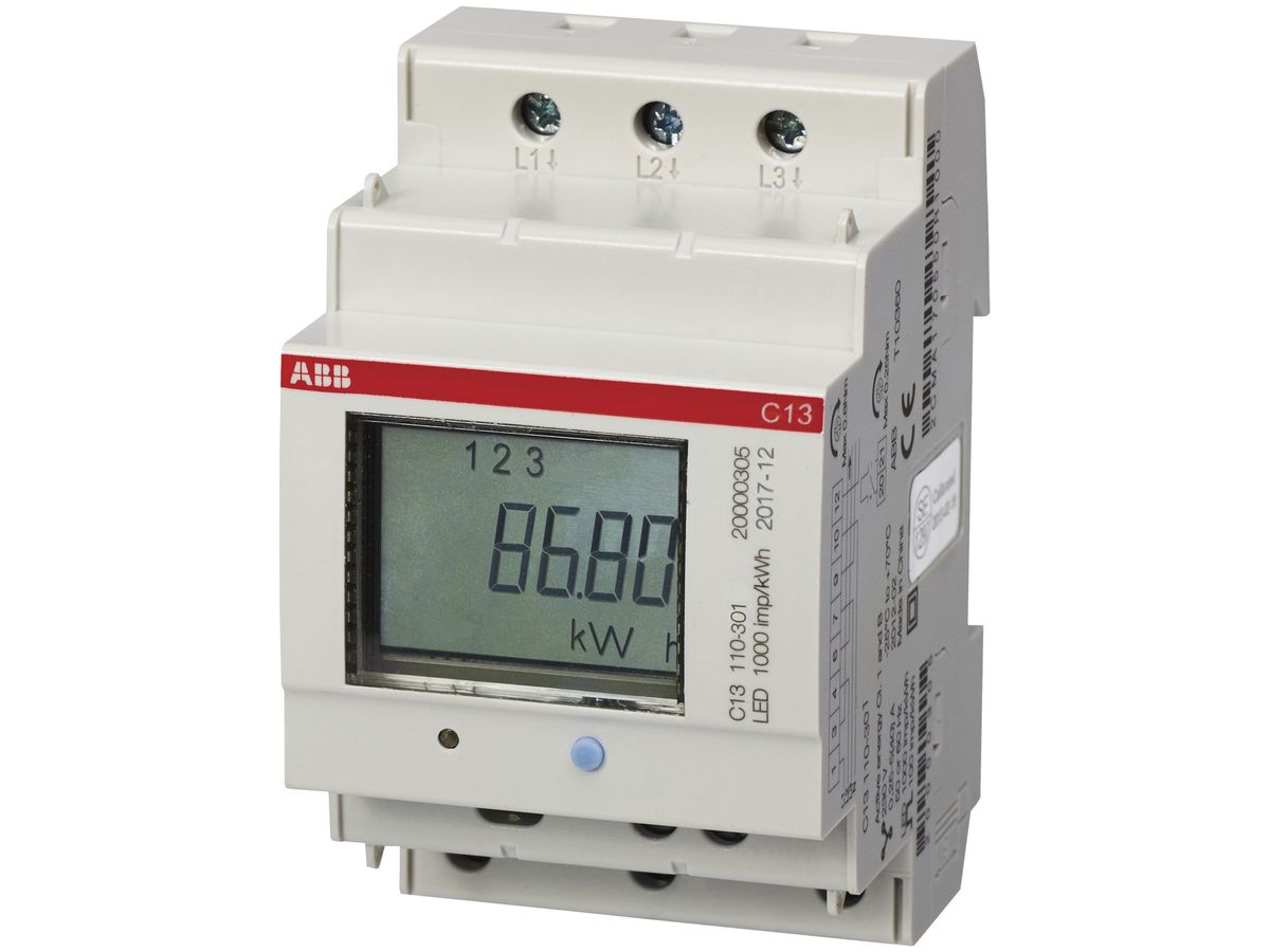 REG-Energiezähler ABB C13 110-101 MID, 3×40A direkt, Stahl, MID/IEC