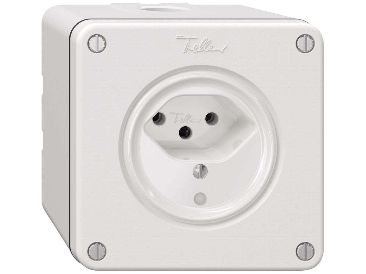 AP-Steckdose NEVO SNAPFIX® 1×T13 10A 250V beleuchtet 87×87×64mm IP21 ws