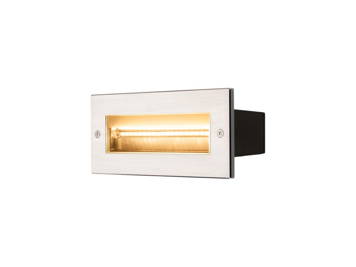 EB-LED-Wandleuchte SLV BRICK, 9W 950lm 3000K asymmetrisch IP65 Edelstahl