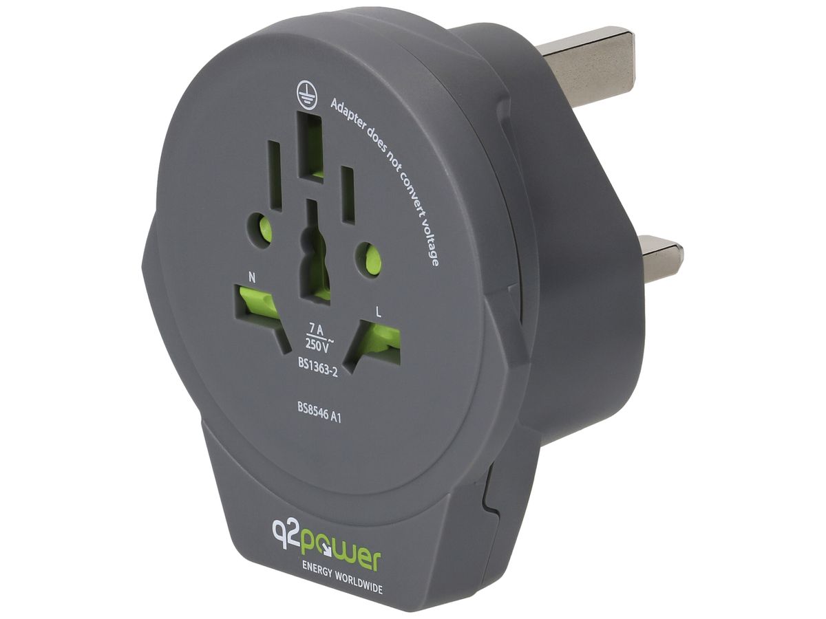 Übergangsstecker MH q2power WORLD to UK 1×USB