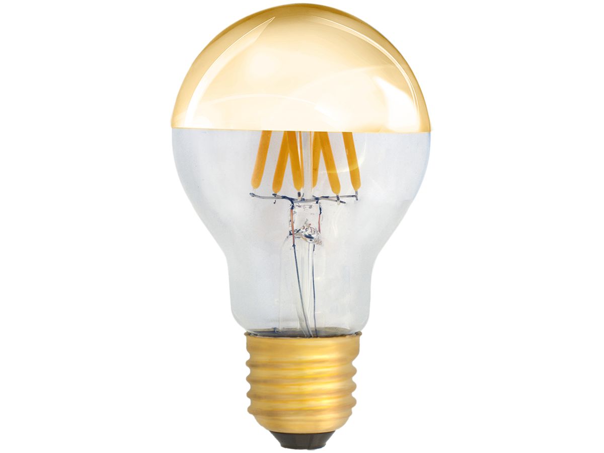 LED-Lampe ELBRO E27, A60, 6W, 230V, 2700K, 600lm, klar, goldig verspiegelt
