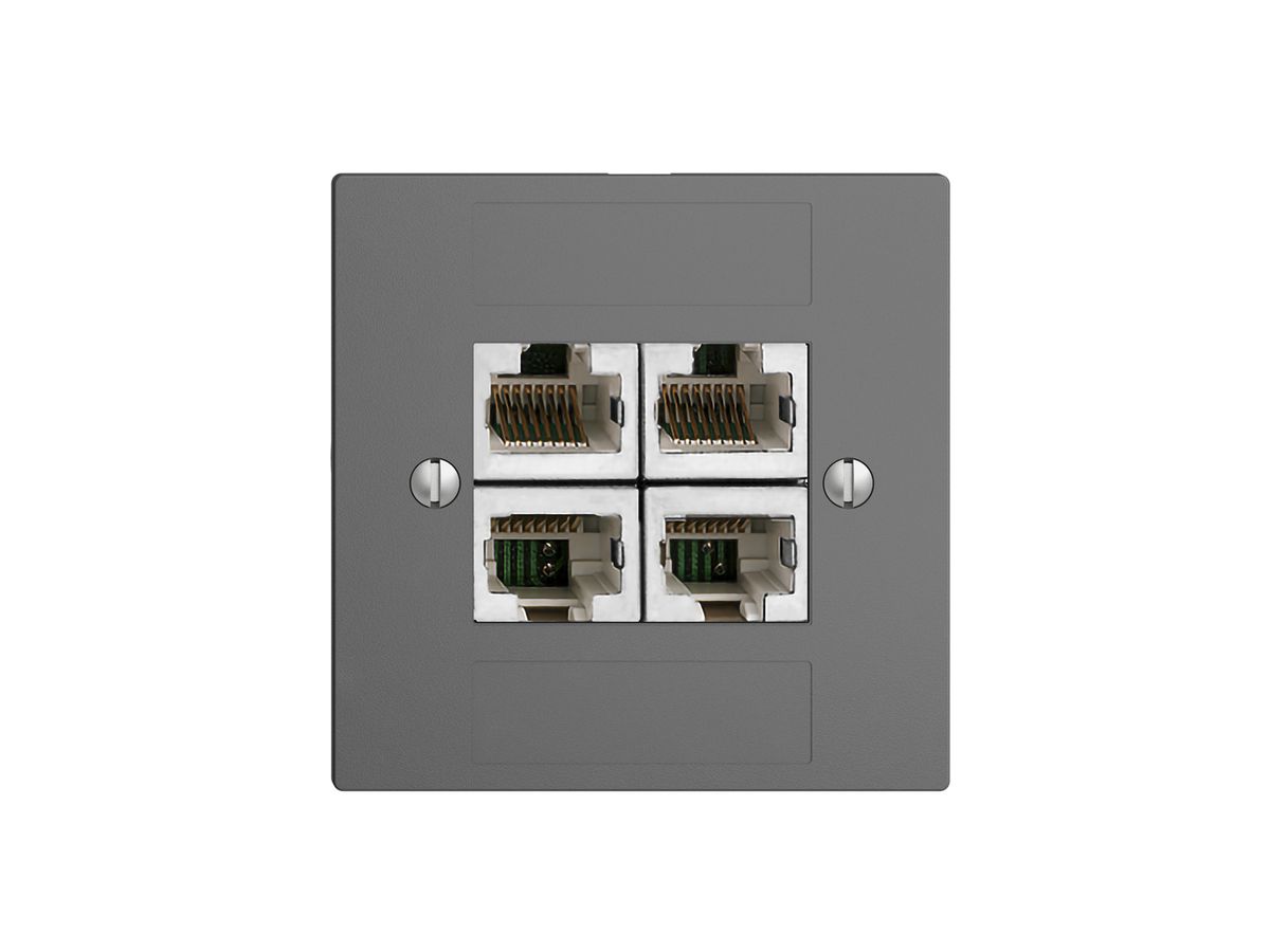 UP-Dose 4×RJ45/s 4P getr. EDIZIOdue dunkelgrau ITplus