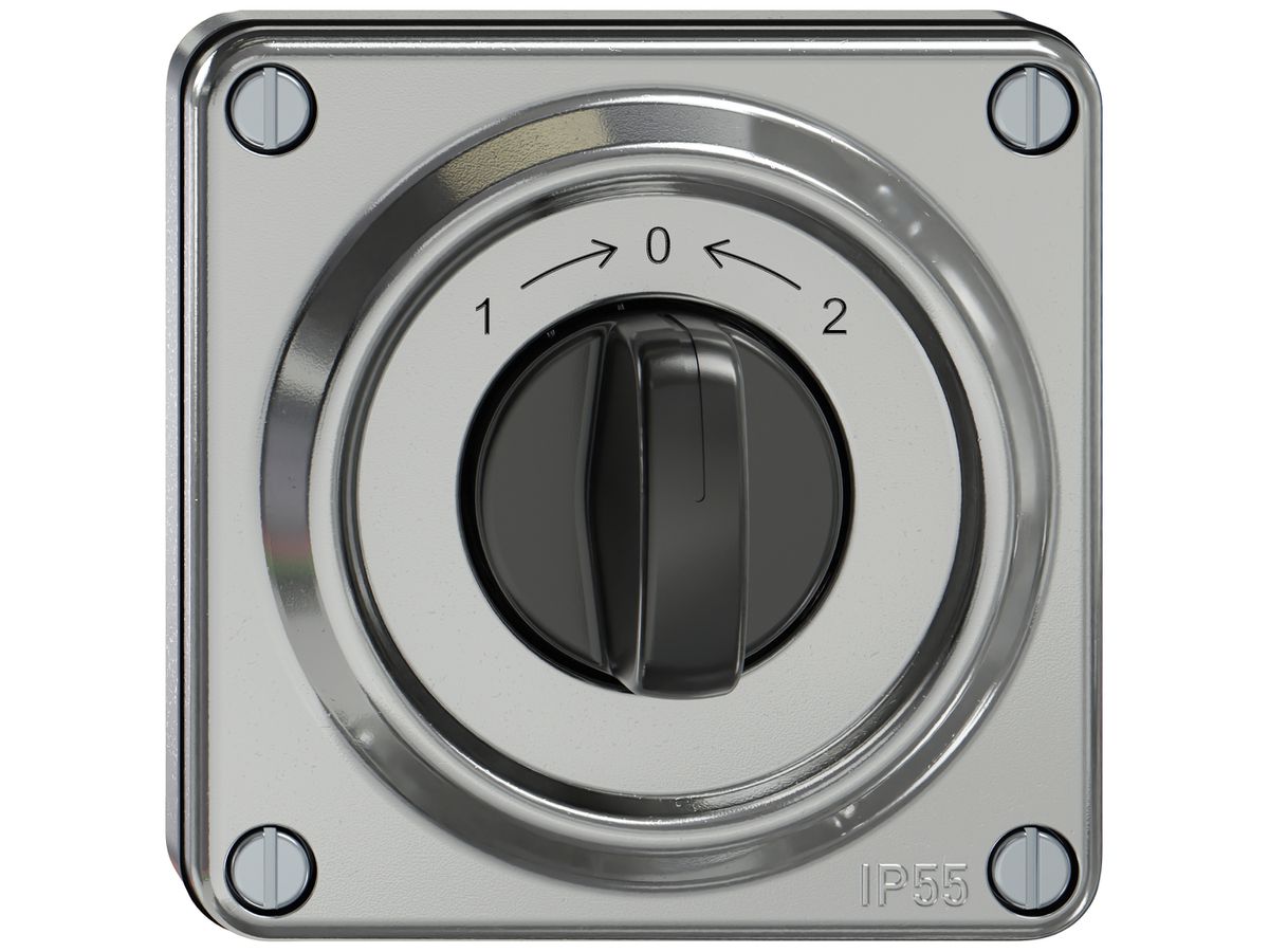 UP-Schwenktaster ELEMENT SNAPFIX® 1P 2S 16A 400V 1<-0->2 87×87×56mm aluminium