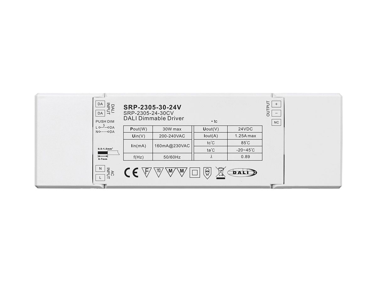 LED-Betriebsgerät SUNRICHER SRP-2305-24-30CV 0…30W 24V 0…1250mA DALI
