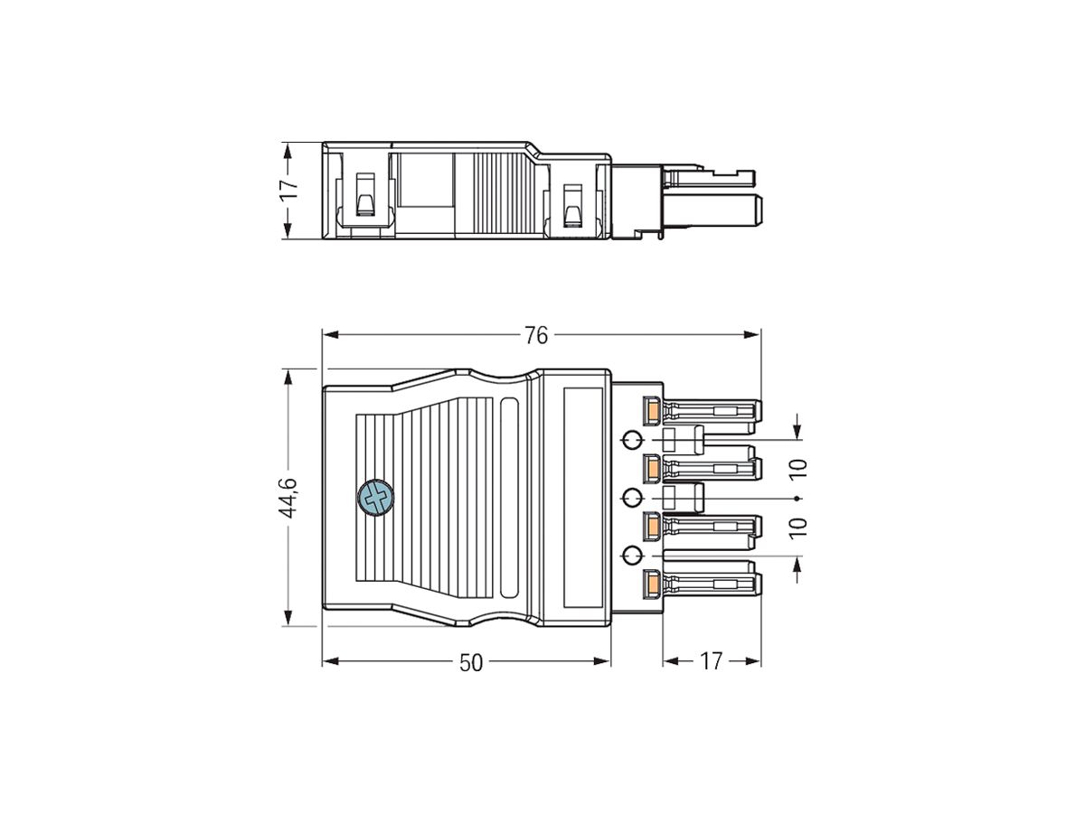 Buchse WINSTA MIDI 4L mit Zugentlastungsgehäuse, schwarz