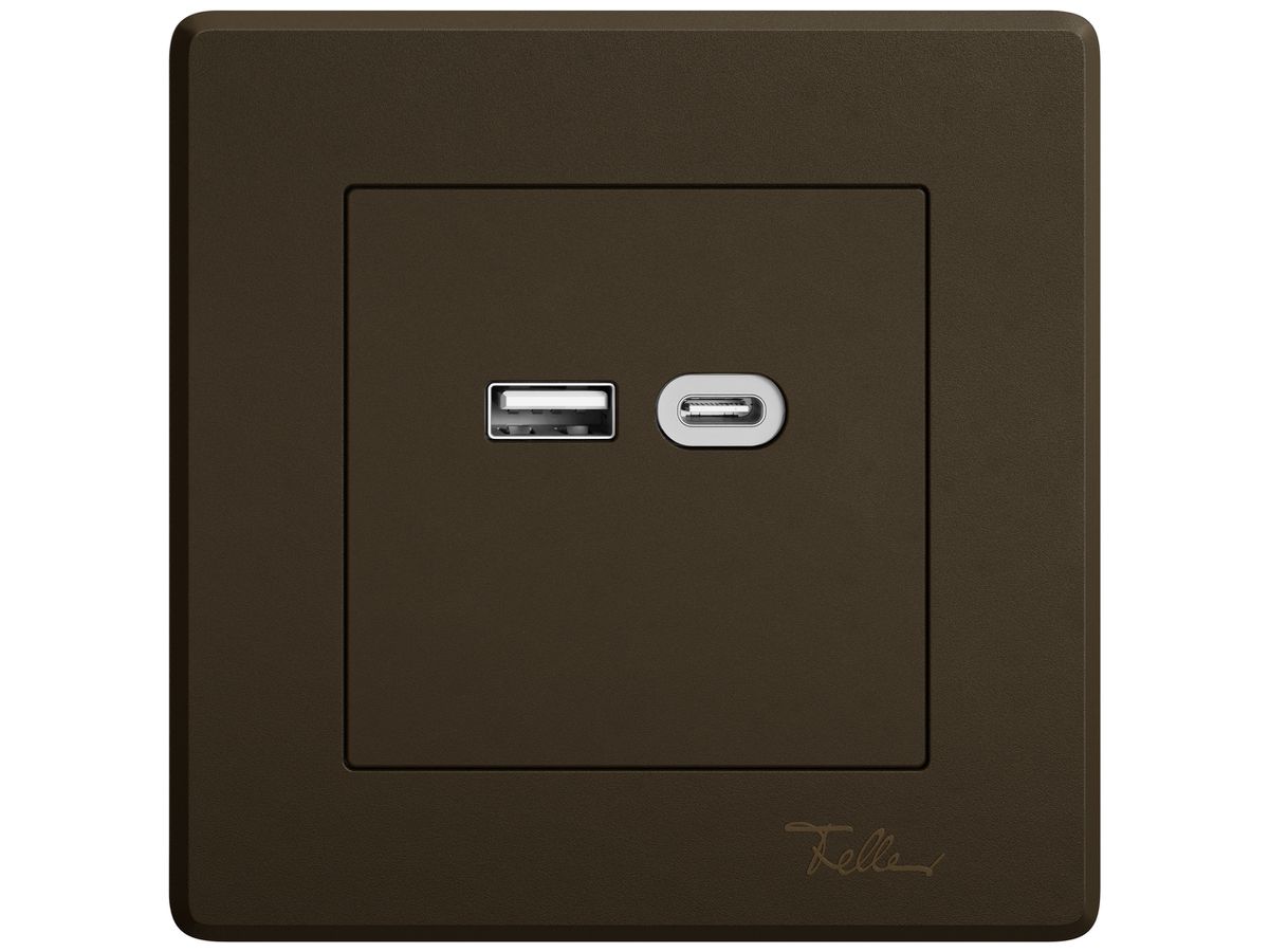 UP-USB-Ladesteckdose EDIZIO.liv SNAPFIX® 230VAC 18W 1×USB Typ A 1×USB Typ C br