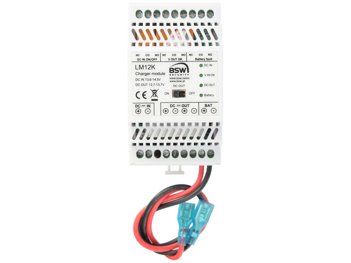 REG-Ladegerät BSW LM12K, 12VDC 100W/0.8A (max. 7Ah), 3×Überwachungskontakt, 3TE