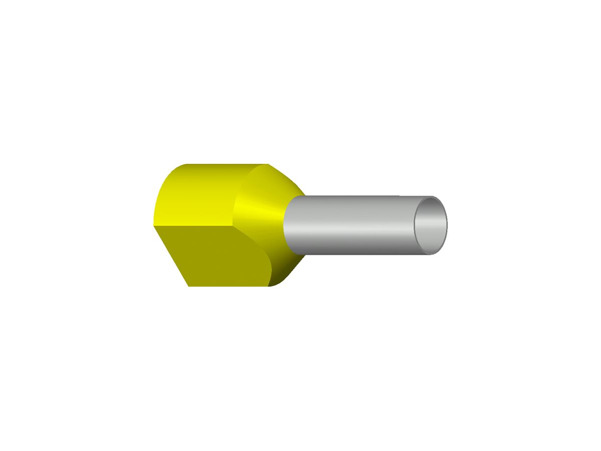 Zwillings-Aderendhülse isoliert 2×6mm² L=14 mm Typ DIN gelb