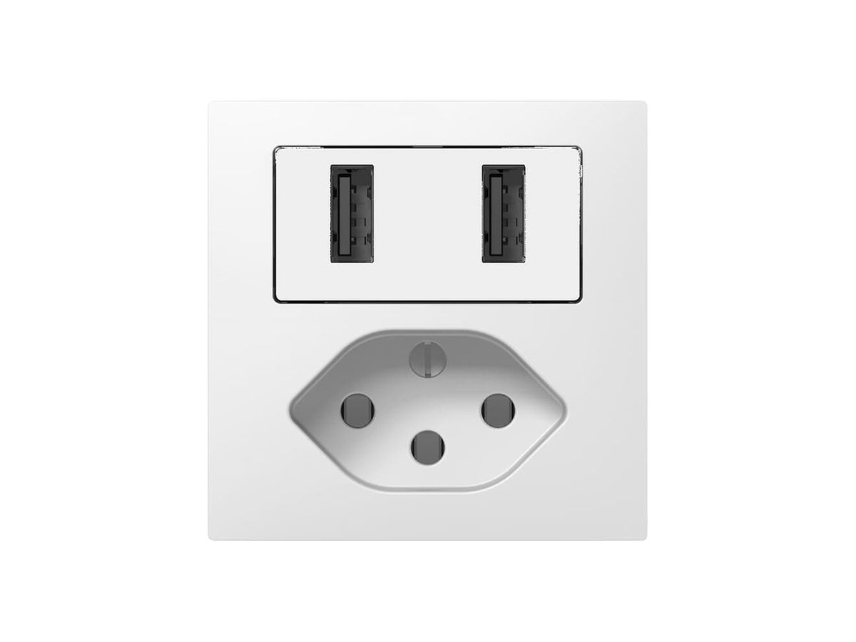 USB Ladesteckdose mit T13 SIDUS E 240V max.2400mA weiss