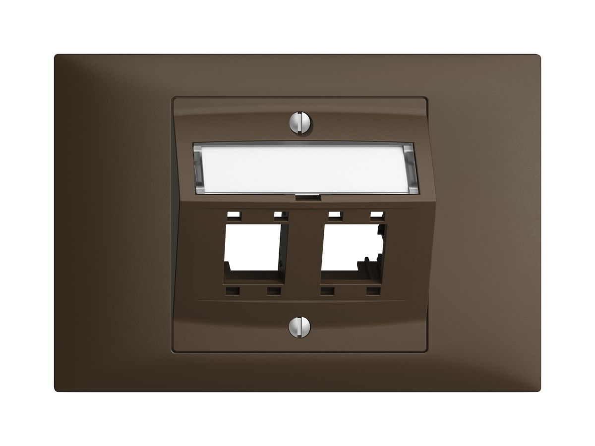 EB-Montageset EDIZIOdue BKE, mit Schrägauslasshaube, für 2×RJ45, coffee