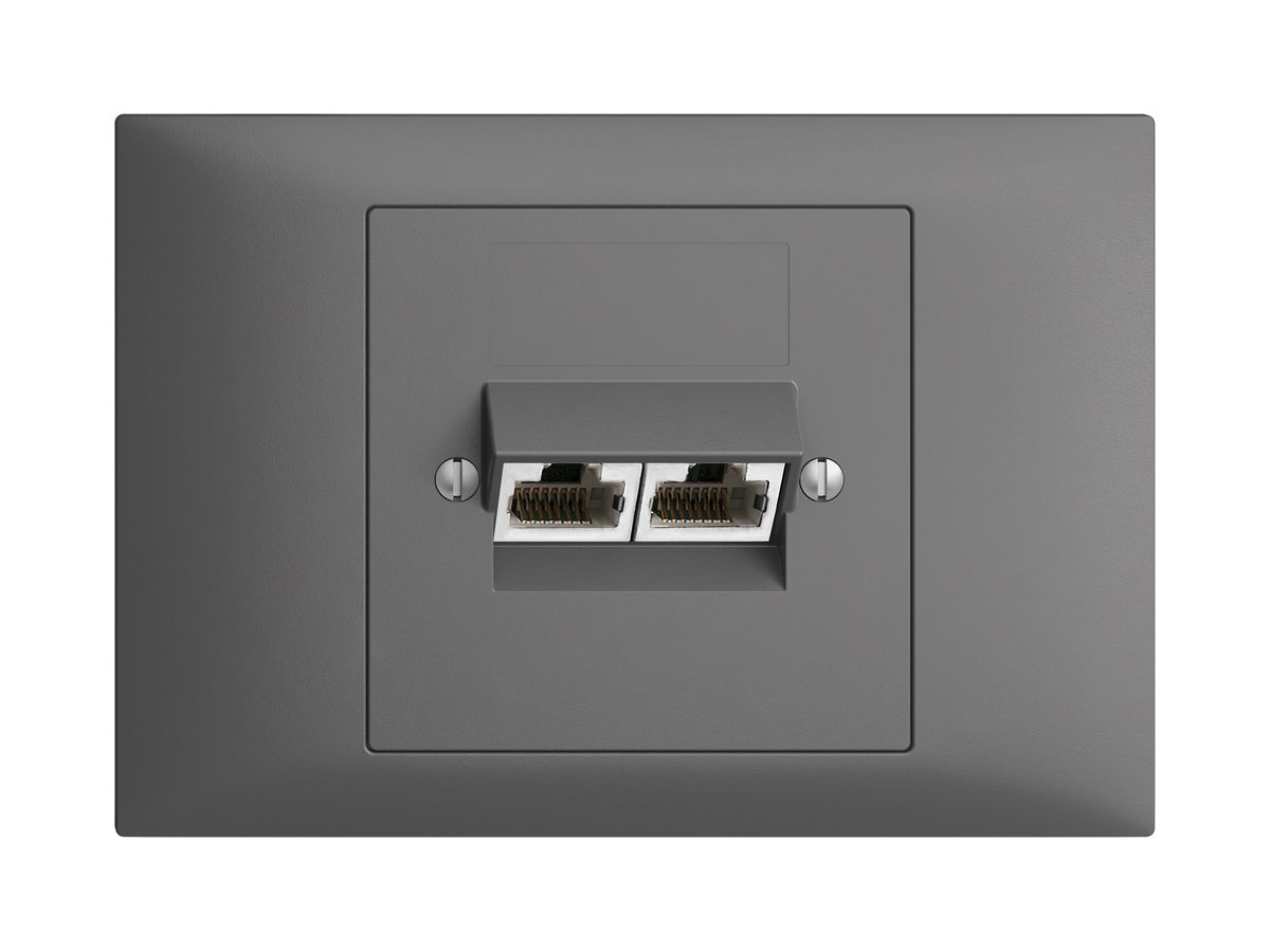 EB-Dose 2×RJ45/s 8P getr. EDIZIOdue dunkelgrau ITplus