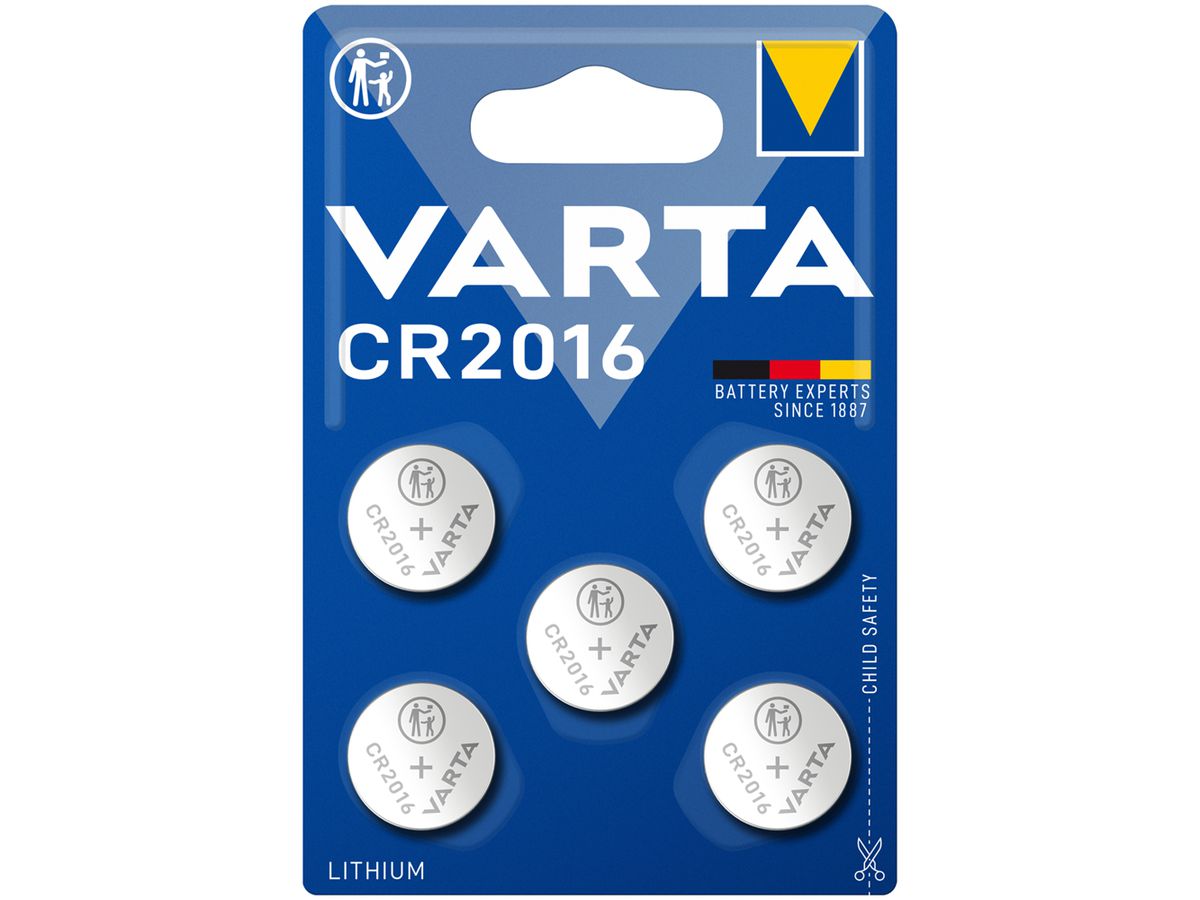 Knopfzelle Lithium VARTA Electronics CR2016 3V Blister à 5 Stück