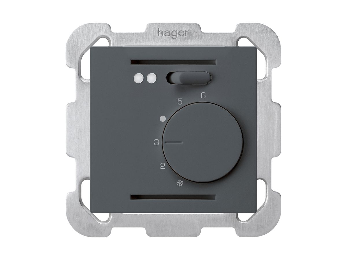 UP-Raumthermostat kallysto anthrazit für Fussbodenheizung mit Befestigungsplatte