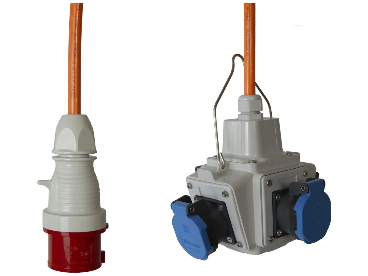 Kreuzverteiler DEM Typ 280 4×T23 CEE 16A 5P IP55 2m