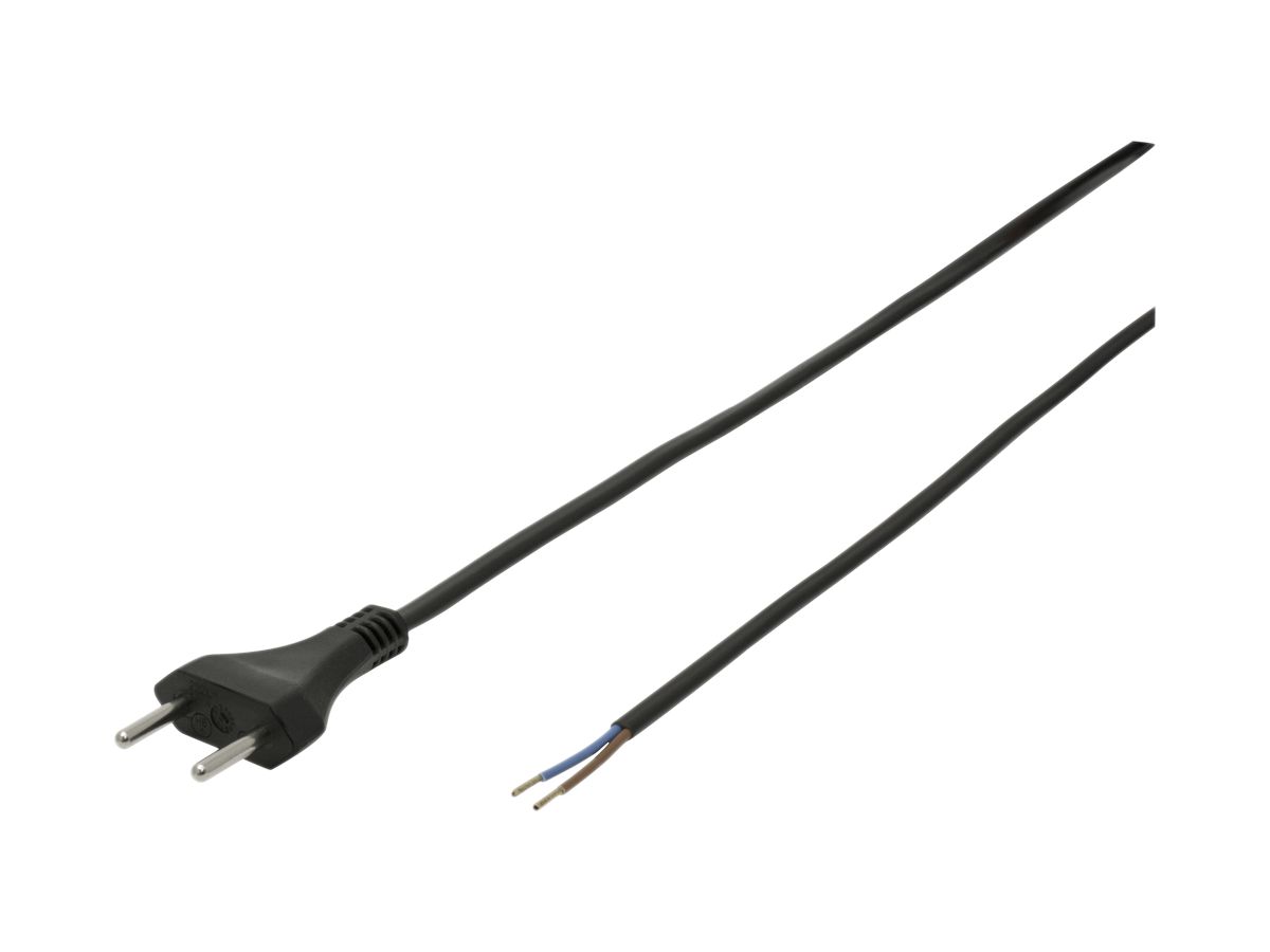 Apparate-Flachkabel Tdf 2×1mm² 3m schwarz Stecker T11