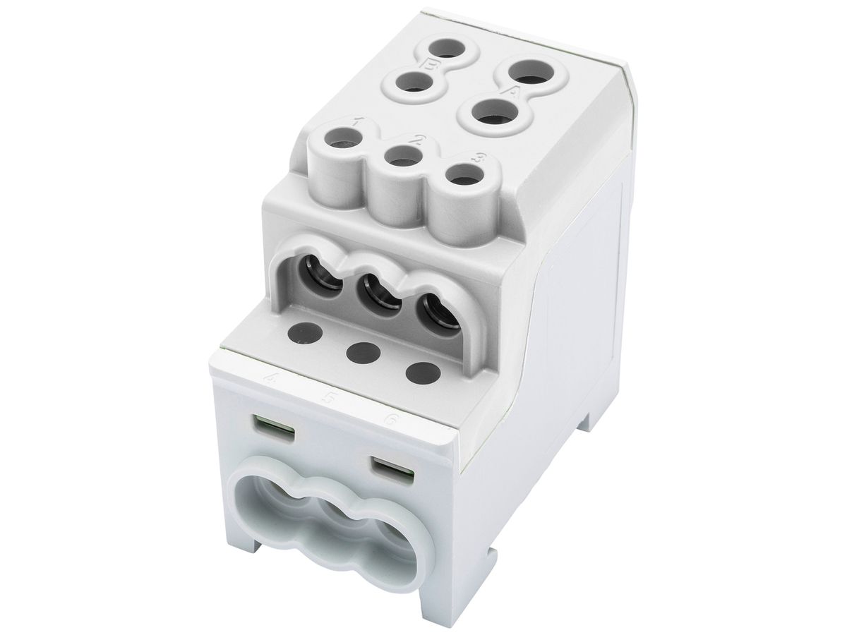 Verteilerblock Bals UBV TYP C/A 1P 200A 1×Eing 6×Ausg 1.5…35mm² 6…70mm² grau