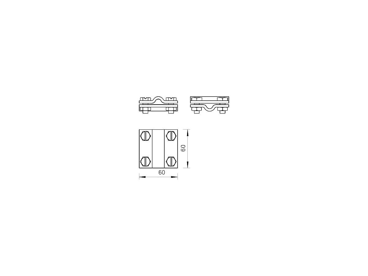 Kreuzverbinder Bettermann Ø 8…10mm V4A ohne Zwischenplatte 60×60mm