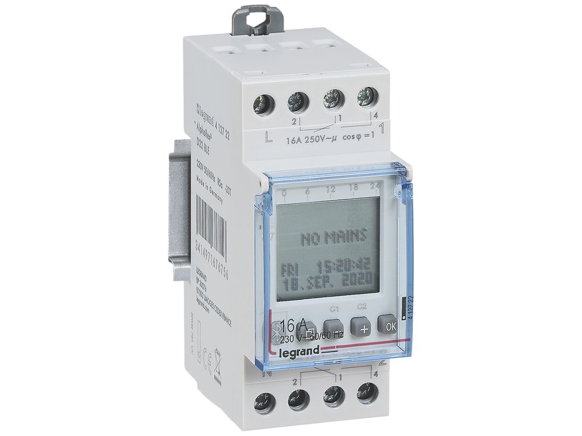 REG-Schaltuhr Legrand AlphaRex³ D22, Wochenschaltuhr, 2 Kanal