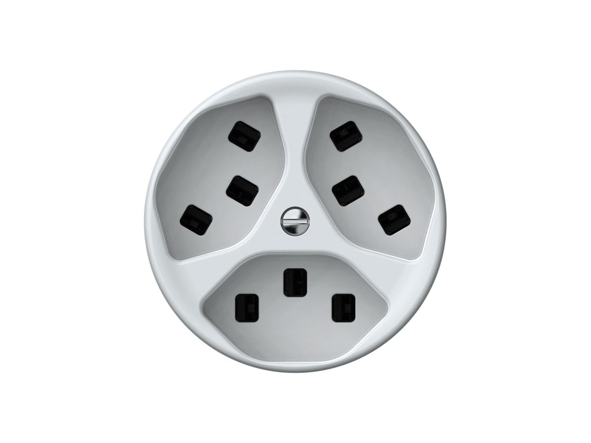 Steckdose origin 3×Typ 23 16A 230V 60×60mm weiss